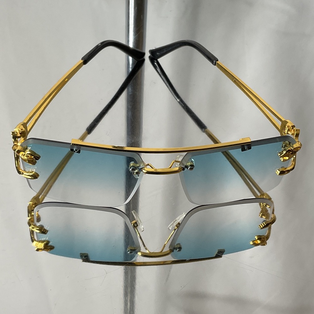 Gold and Blue Gradient  Lion Sunglasses
